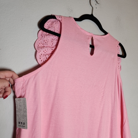 NWT Inner Circle 100% Cotton Pink Smocked Eyelet Sleeveless Top Size XL - Picture 11 of 15